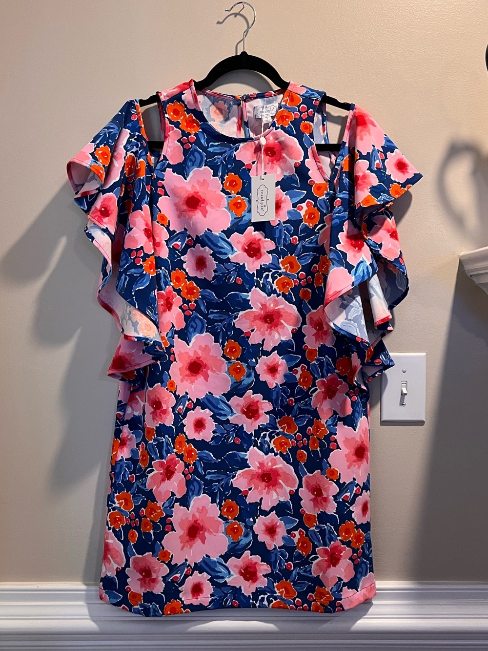 NWT, Mud Pie Birdie Ruffle Dress, Floral, Small